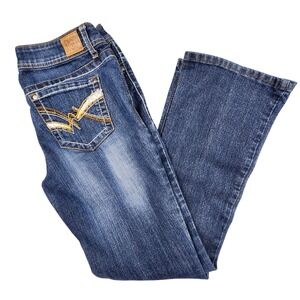 LEI Jeans Womens 11 R Ashley Boot Cut Slim Low Rise Blue Stretch VTG 90s Y2K